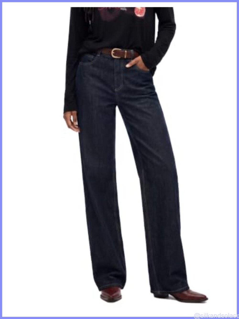 Mid Rise Straight Leg Cotton Denim Jeans for Women